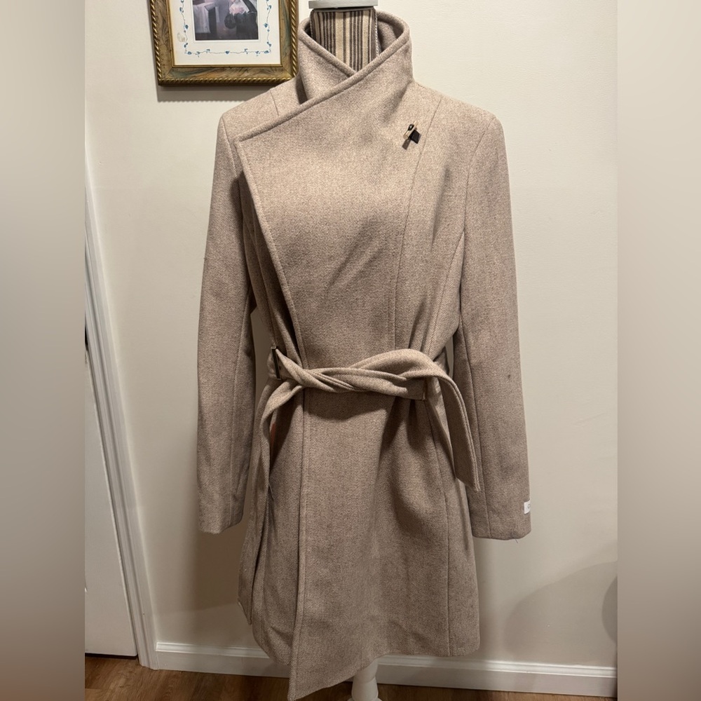Calvin Klein woman’s asymmetrical coat oatmeal